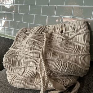 Elegant Cream Knitted Shoulder Bag
